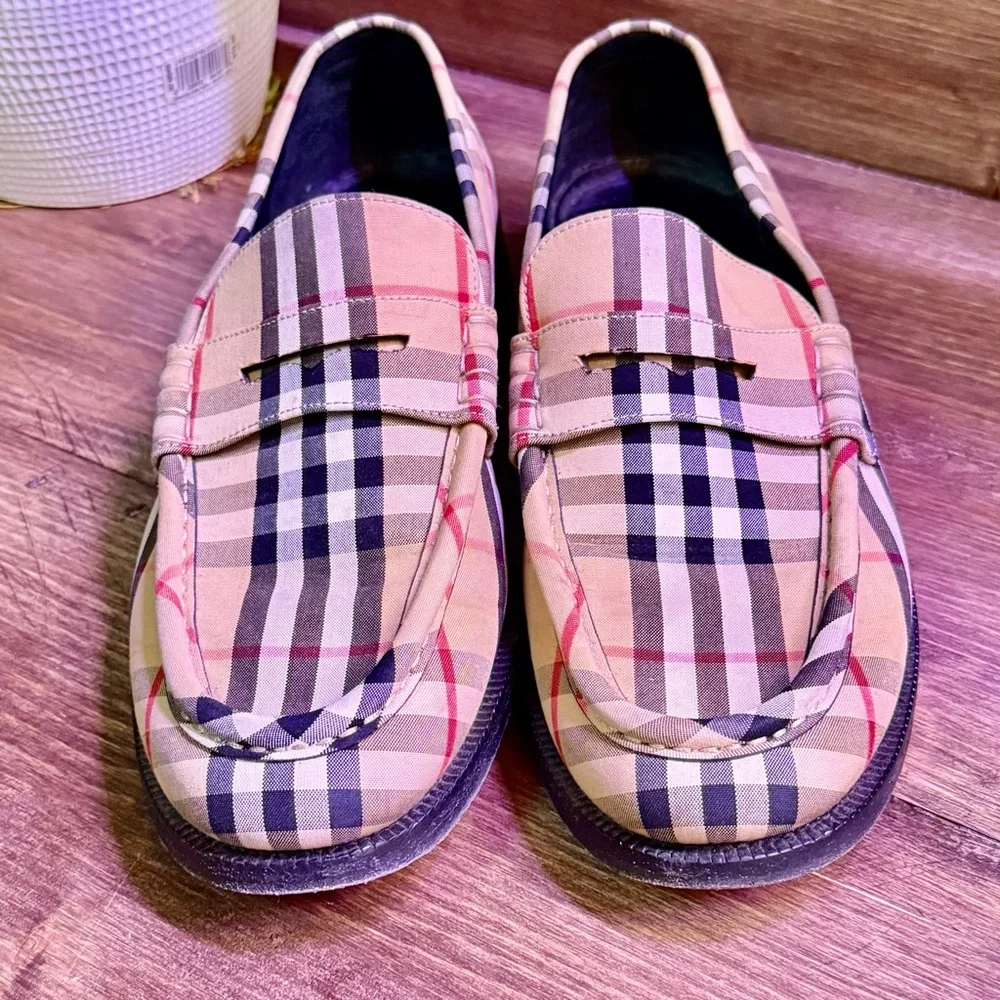 Burberry Vintage Check Panel Penny Loafers — Size 42 (Made in Italy) US 9.5